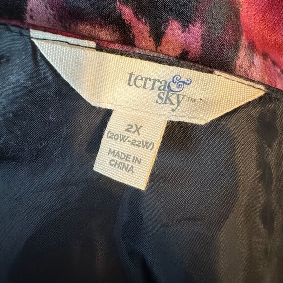 Terra Sky Tiered Wrap Maxi Dress Women Size 2x Babydoll Satin Silky Empire Waist - Picture 4 of 8